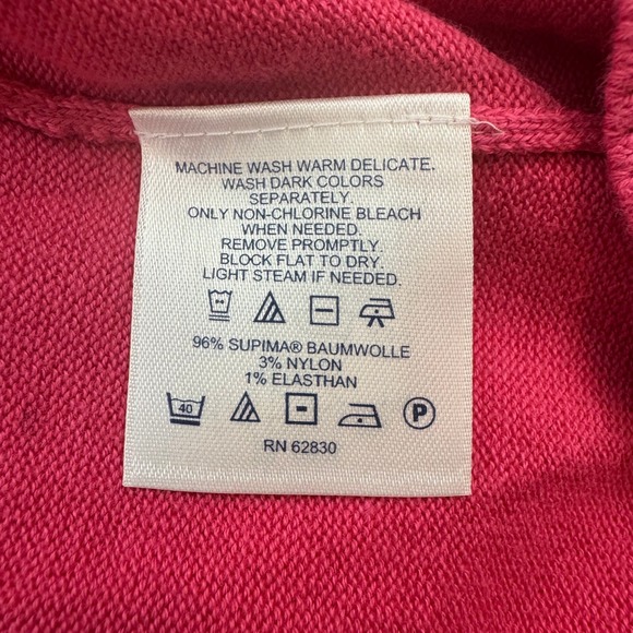 Lands' End Cardigan Sweater Womens L 14-16 Pink Ruffle Trim Supima Cotton Blend - Picture 5 of 6